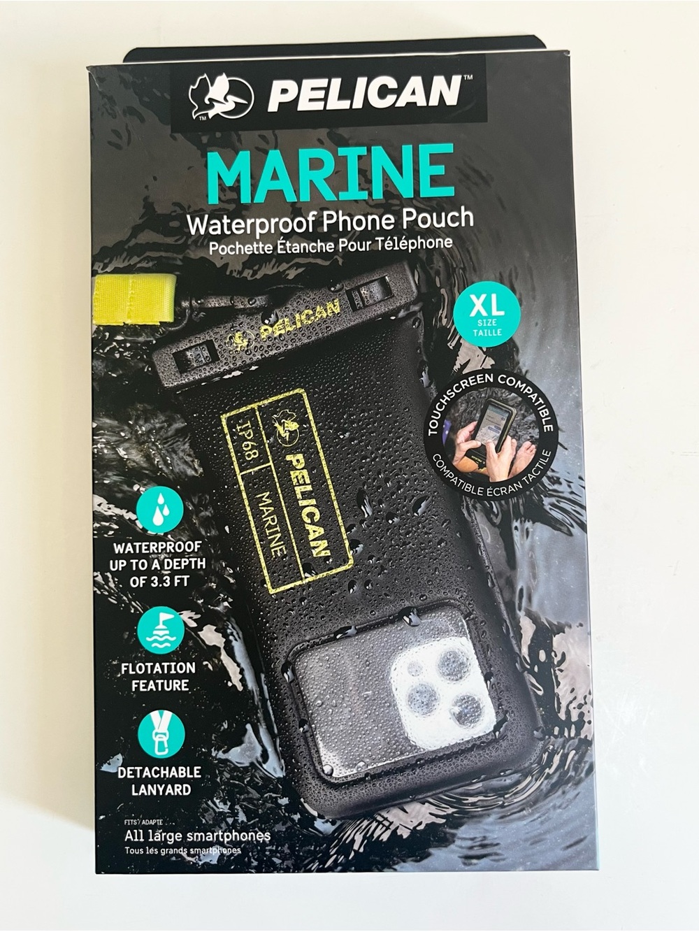 Pelican Marine IP68 Waterproof Phone Black Pouch XL Touchscreen Floating Case